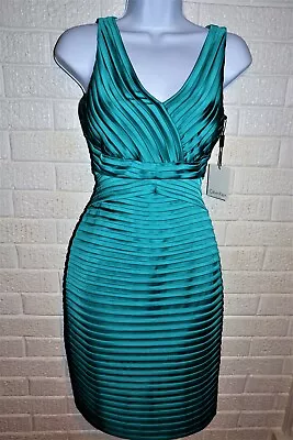 NEW Calvin Klein Teal Bandage Wiggle Dress Formal Pinup Vegas Small 2 STUNNING • $30