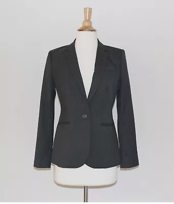 NWT J CREW Gray Pinstripe Super 120s Wool Blazer Jacket Sz 2 • $39.99