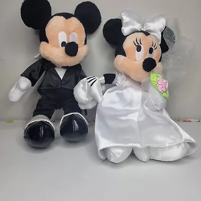 Disney Store Mickey And Minnie Bride And Groom Wedding Plush Couple GUC • $21