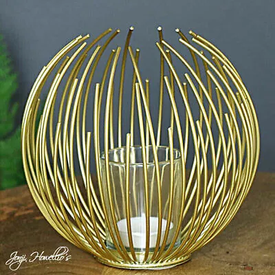 Gold Wire Candle Tea Light Holder Sculpture Metal Art Ornament Ball Home Decor  • £16.90