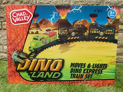 Chad Valley Motorized Express Train Set With 2 Jurassic Dinosaurs. Large Playset • £34.89