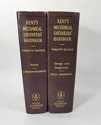 Kent's Mechanical Engineers' Handbook Twelfth Edition Set Of 2 Books • $59.99