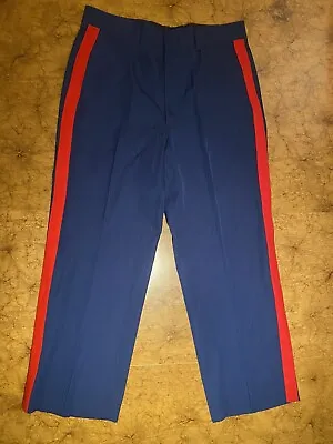 35 35R Marine Corps USMC Dress Blues Trousers Pants NCO Blood Stripe Navy Red • $44.97