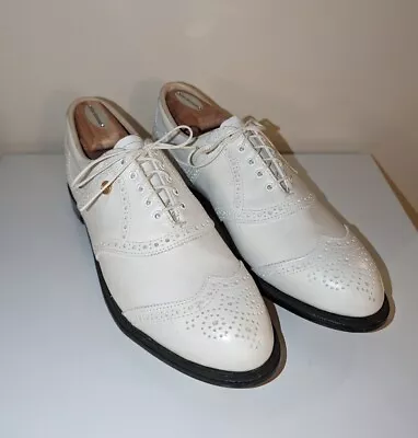 Vintage Etonic White Leather Wingtip Professional Golf Shoes Size 9.5B  • $65.43