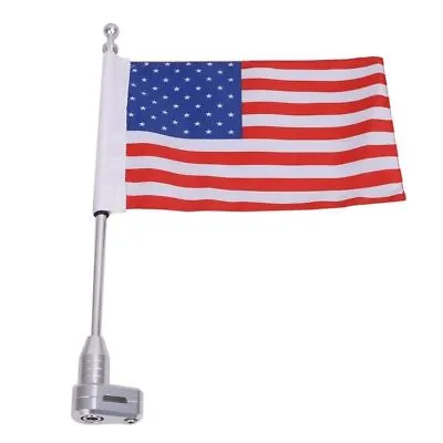 Chrome Universal Motorcycle American USA Flag Pole Luggage Rack Mount For Harley • $28.97