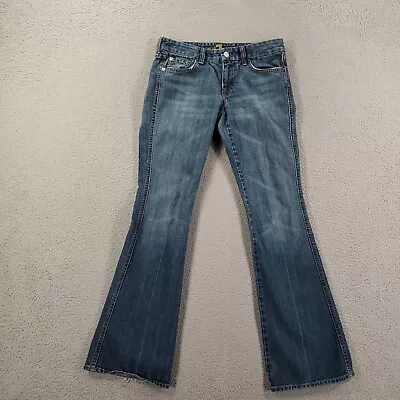 7 For All Mankind Jeans Womens 28 Blue A Pocket Flared USA Made Denim Distressed • $19.84