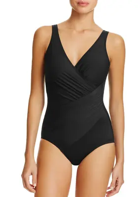 Miraclesuit Black Must Have Oceanus Ruched One Piece Swimsuit JS1316 Size 18 • $122.85