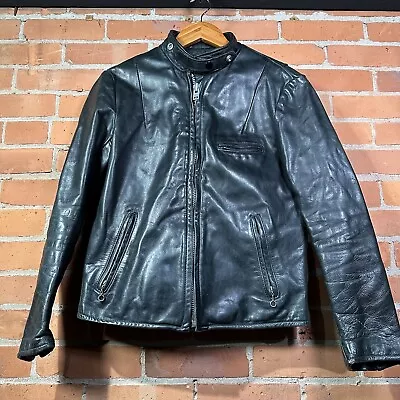 $199.99 • Buy Vintage Schott Leather Jacket Womens Size 12 Model 141W Cafe Racer Faded Black