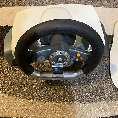 MICROSOFT XBOX 360 STEERING WHEEL AND PEDAL WITH FORCE FEEDBACK See Description • $33