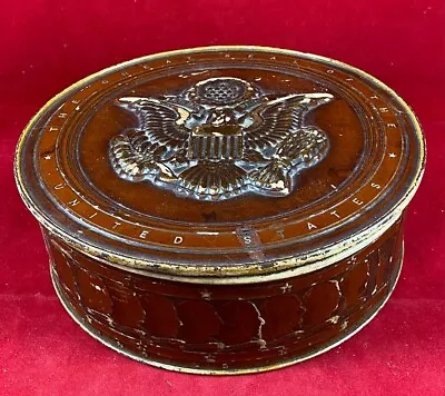 Vintage HTF Candy Tin 8  Raised Eagle & Great Seal Wording 31 Presidents Used • $37.50