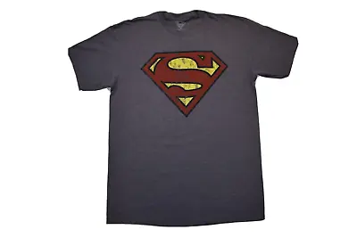 Superman Mens Vintage Graphic Navy Heather Shirt New L • $9.99