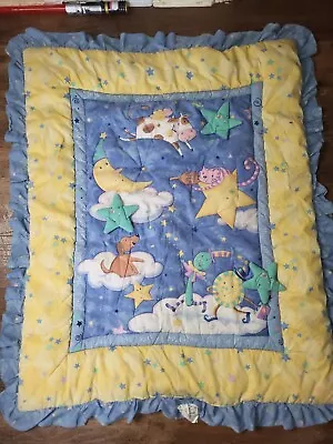 Vintage  Viv Eisner Hess Over Moon Nursery Rhyme Comforter Baby Blanket   • $59.99