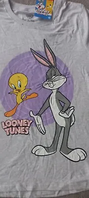 Looney Tunes Print T-shirt Size UK 6-8 Tee Top Ladies Primark BNWT! XS  • £8.99