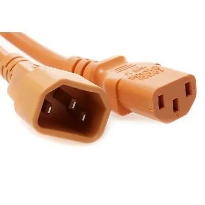 3m Power Extension Cable IEC Kettle Male To Female UPS Lead C13 - C14 Orange • £5.69