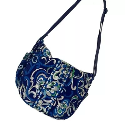 Vera Bradley Mediterranean Blue Messenger Bag Laptop Diaper Bag Floral 15x12 • $19.95