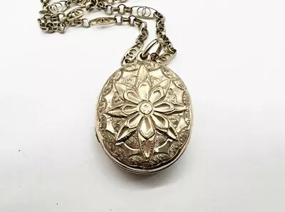 LARGE ANTIQUE VICTORIAN 9ct GOLD BK&FT STUNNING PHOTO LOCKET PENDANT & NECKLACE • £80