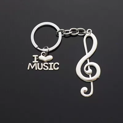 I Love Music & Treble Clef Charms Pendants Keychain Teacher Band Player Gift • $6.99