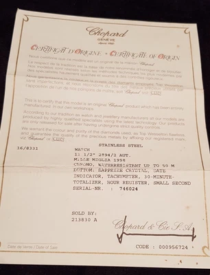 £61.96 • Buy Chopard Mille Miglia - 1998 - Certificate Of Origin - Vintage - Very Rare !
