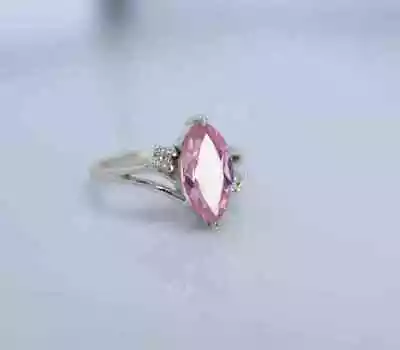 Marquse Cut Lab Created Pink Sapphire Engagement Ring 14K White Gold Finish 3Ct • $129.99