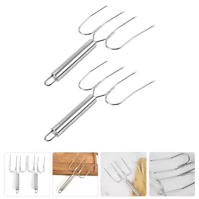 2 Pcs Turkey Lifter Forks Claws Stainless Steel Hangers Metal Ham Meat Hook • $11.89