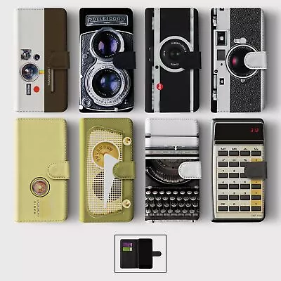 Case For Iphone 15 14 13 12 11 Se Wallet Flip Phone Cover Retro Photo Camera • £8.99