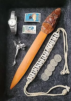 Junk Drawer Lot Vintage Collectibles. Watch Coins Letter Opener Stamps Pin  • $9.99