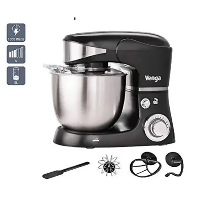 Venga Stand Mixer 1000w 5litre Cake Mixer Balloon Whisk Flat Beater FREE DELIVER • £49.99