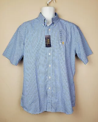 Ralph Lauren Blue Gingham Short Sleeve Custom Fit Shirt Size XL TG New With Tags • £39.99