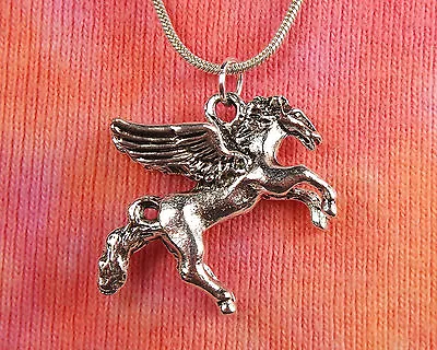 $12 • Buy Pegasus Necklace, Pick 16-36  Silver Chain Winged Flying Horse Wings Jewelry Fly