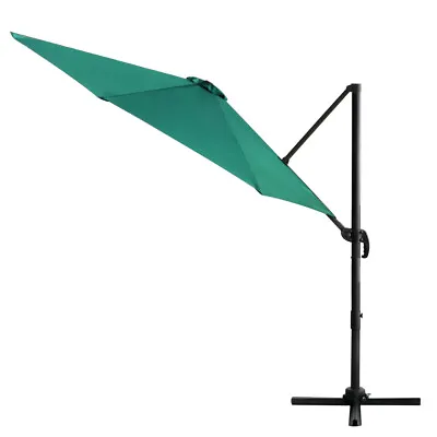 10' Umbrella Side Hanging Offset Outdoor Patio 360° Rotation Cross Base Green • £178.29