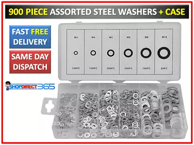 900 X Steel Assorted Flat Washers Kit For Metric Bolts & Screws Assortment 4-29 • £7.45