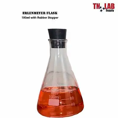 TN LAB Erlenmeyer Conical Glass Flask W-Rubber Stopper Family • $23.45