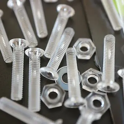 50x Countersunk Screw Nuts & Bolts Transparent Clear Plastic Acrylic M3 X 16mm • £23.09