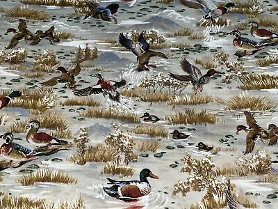 By 1/2 Yd Duck Wildlife Hunting Cotton Nature's Corner Fabri-Quilt BTHY Vintage • $3.89