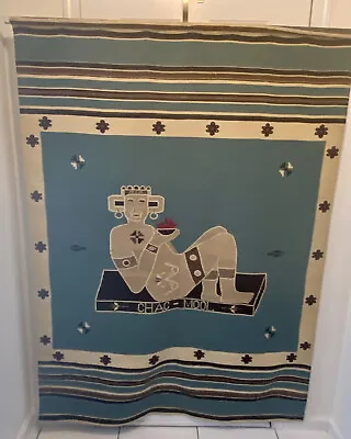 $350 • Buy CHAC MOOL MEXICAN WOOL TAPESTRY LIKE ONE OWNED BY MARILYN MONROE 71”x52”