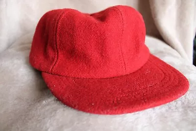 Vintage Red Wool Hunting Cap With Ear Flaps • $15.50