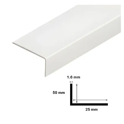 £5.49 • Buy 70x30, 50x25mm,  1 Metre UNEQUAL WHITE PLASTIC PVC CORNER 90 DEGREE ANGLE TRIM