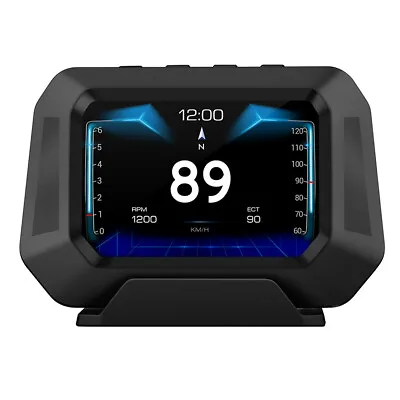 OBD2+GPS Car Head Up Digital Display HUD Gauge Water Oil Temp Speedometer Alarm  • £80.27