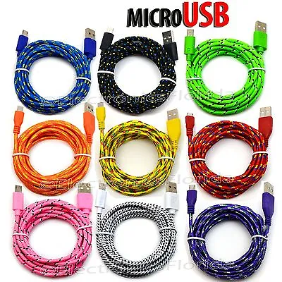 Lot 5pin Micro Usb Braided Data Cord Sync Cable For Android Cell Phone Universal • $10.23