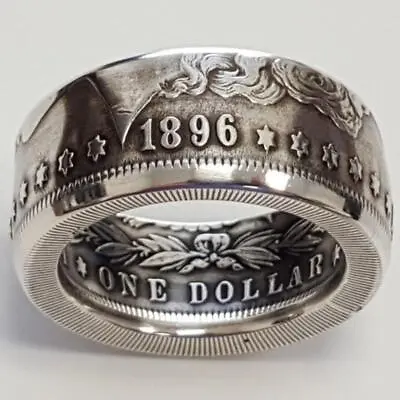 Silver Dollar Coin Ring Size 7-12 Handmade Crafted Rare Silver Morgan Men Rings • $8