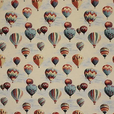 Hot Air Balloon Tapestry Fabric Multi 140cm Weave Jacquard Upholstery Cushions • £1.99