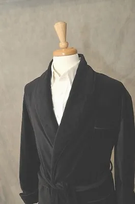 Mens Smoking Jacket–Black/Black Shawl -Quilted Shawl- Velvet (# OCDE ) • $114.99