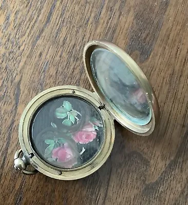 Victorian Mourning Jewelry Locket Faint Daguerreotype Hair Gold Colored Case • $165