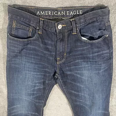 American Eagle Jeans Mens 32X29 Low Rise Boot Cut Blue Preppy Western Denim • $17.21