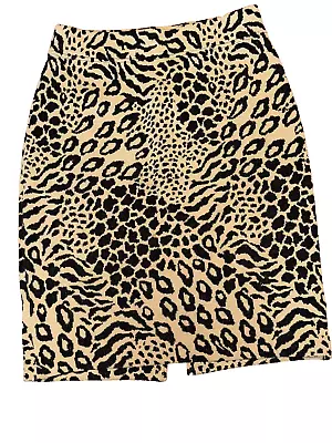 ST. John Collection By Marie Gray Skirt Women's Santana Knit Animal Print Sz 8 • $45
