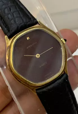 Vintage Ardath Geneve Watch Swiss Made 93501 Burgundy Dial Gold Plated 1990's • $170
