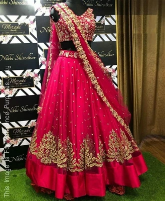 $77.76 • Buy Pakistani Wine Bollywood Indian Wedding Bridal Lehenga  Party Wear Lengha Choli