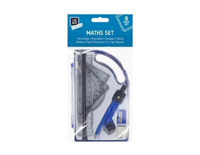 £2.99 • Buy Maths Set 8 Piece - Geometry School Stationery Kit Set Compass Exam Box Home