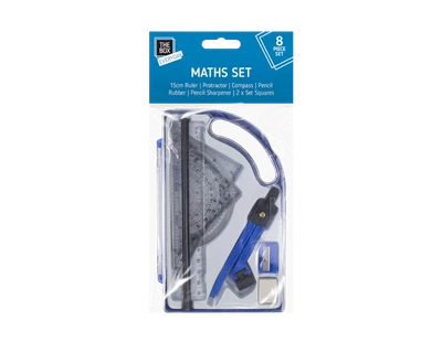 £3.29 • Buy Maths Set 8 Piece - Geometry School Stationery Kit Set Compass Exam Box Home