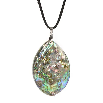 Abalone Shell Oval Pendant Focal Bead Necklace 22  • $5.59